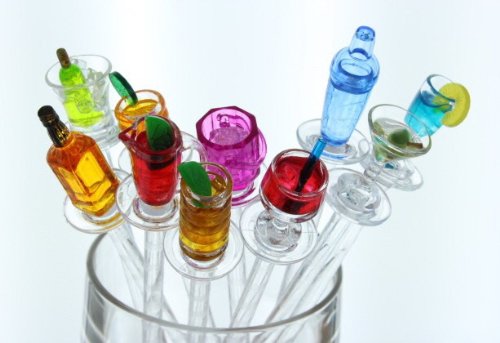 Prodyne Happy Hour Swizzle Sticks packaged in clear tube box for gifting.