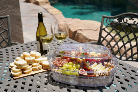 Prodyne Ice Party Platter keeps pre-chilled foods visually appealing at events.
