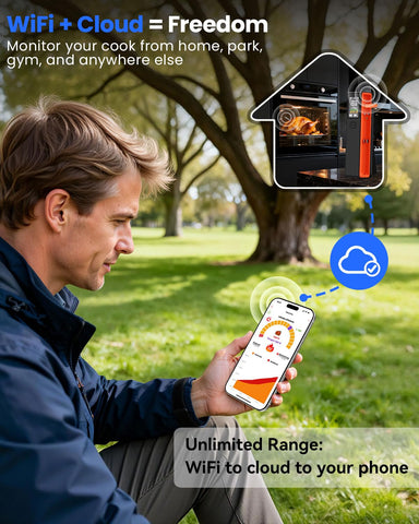 App dashboard for real-time temperature monitoring on iOS and Android.