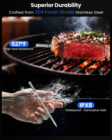 Long battery life with 72 hours supports extended cookouts.
