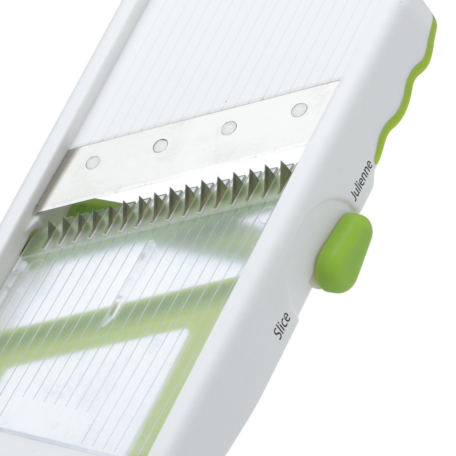 Progressive mandoline with non-slip base for stable countertop slicing.