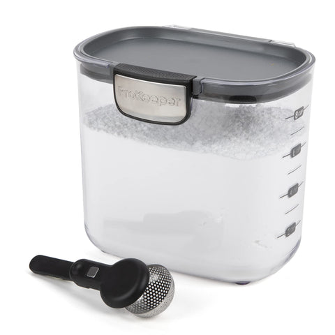 Progressive Powdered Sugar Keeper seal prevents moisture and clumping for baking.