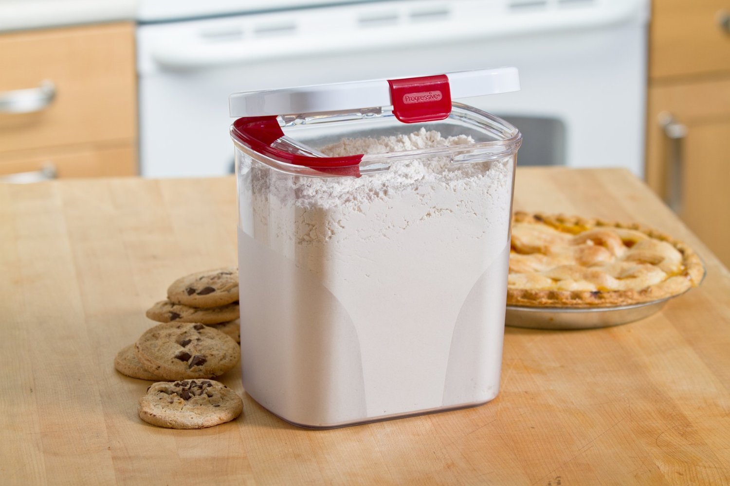 Progressive PrepSolutions Flour Keeper holds up to 5 lb flour or sugar.