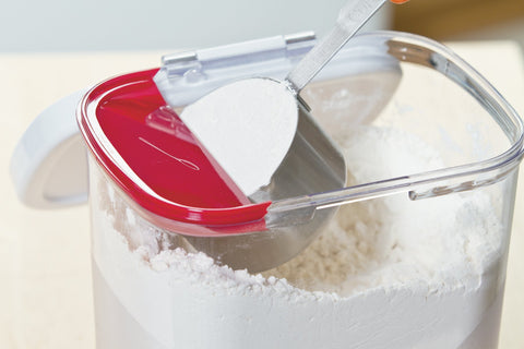 Progressive PrepSolutions Flour Keeper built-in leveler for precise scooping.