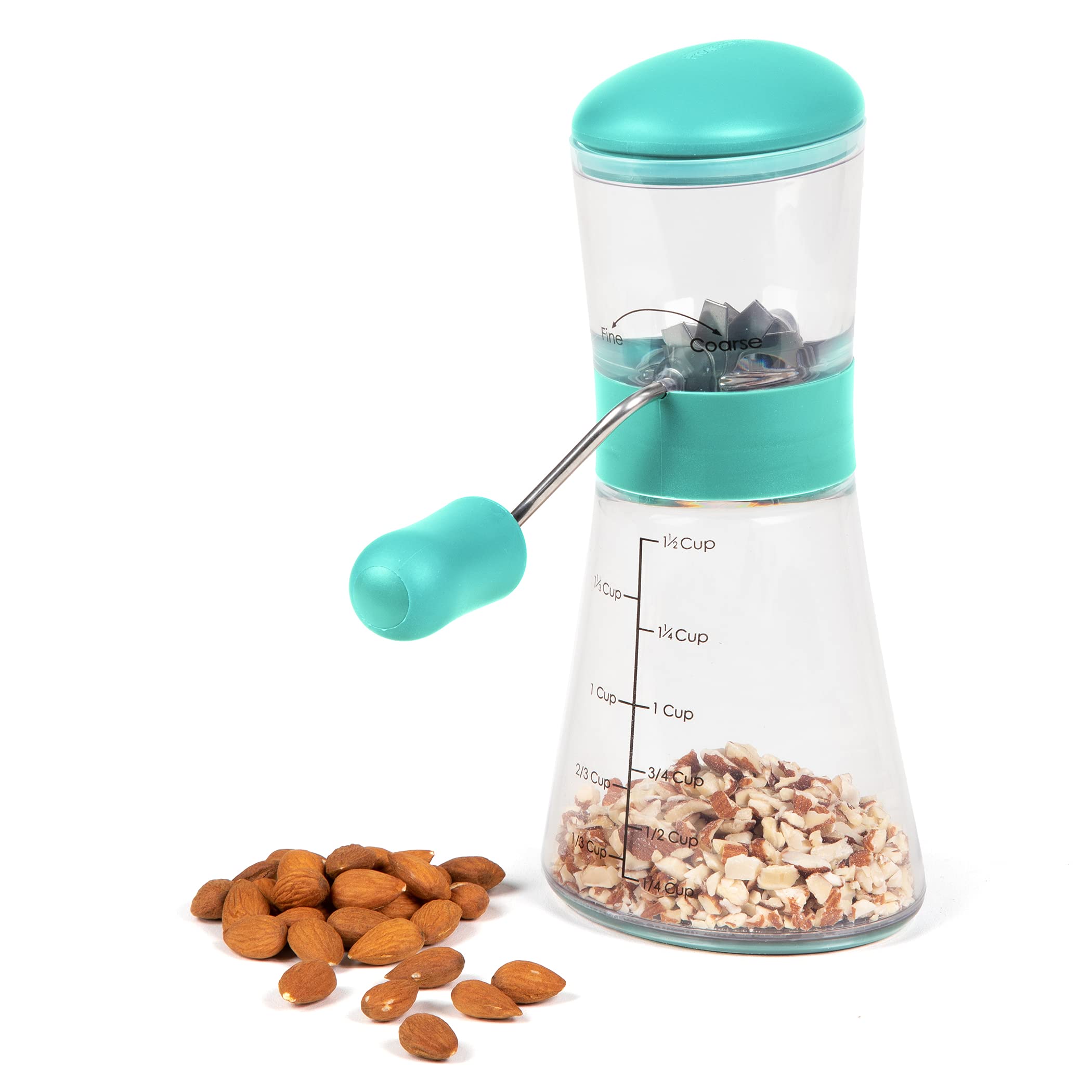 Progressive Prepworks Nut Chopper with non-slip base keeps it steady during chopping.