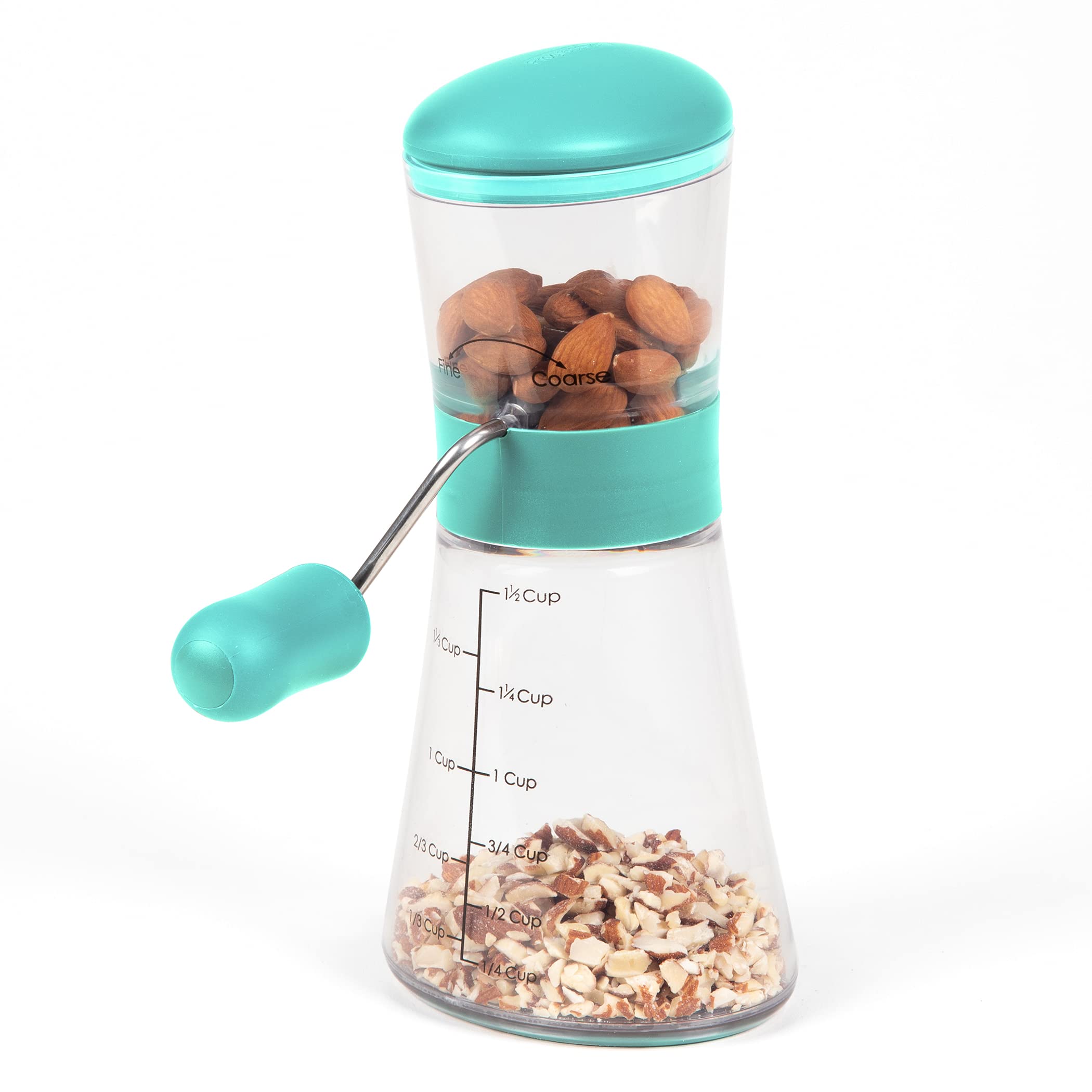 Progressive Prepworks Nut Chopper removable base for direct chopping over bowls.