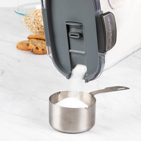 Progressive ProKeeper airtight container with hinged lid and measurement marks for precise use.