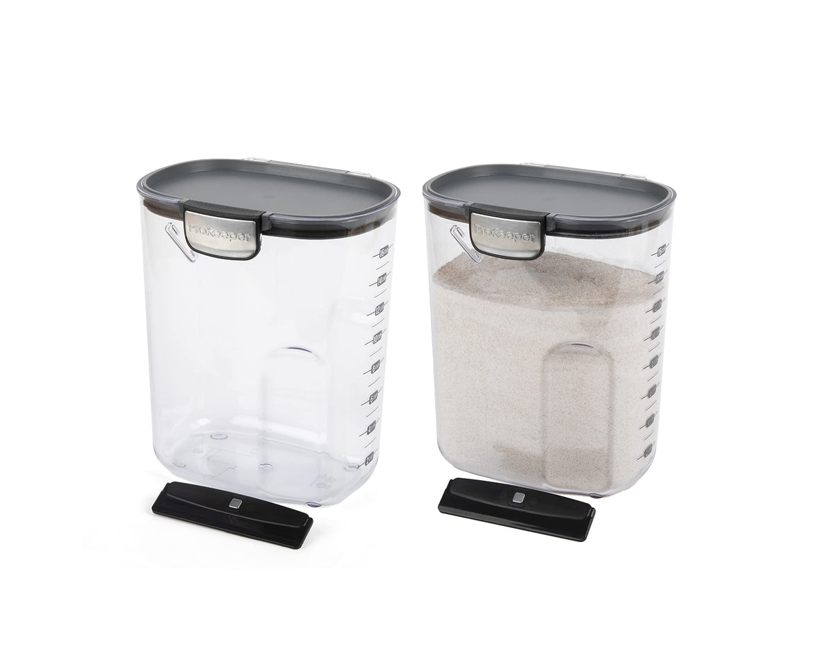 Progressive ProKeeper+ flour container 4qt with airtight seal keeps flour fresh.