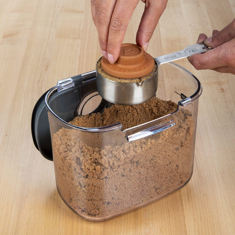 Progressive ProKeeper+ powdered sugar container with terra cotta disk for moisture control.