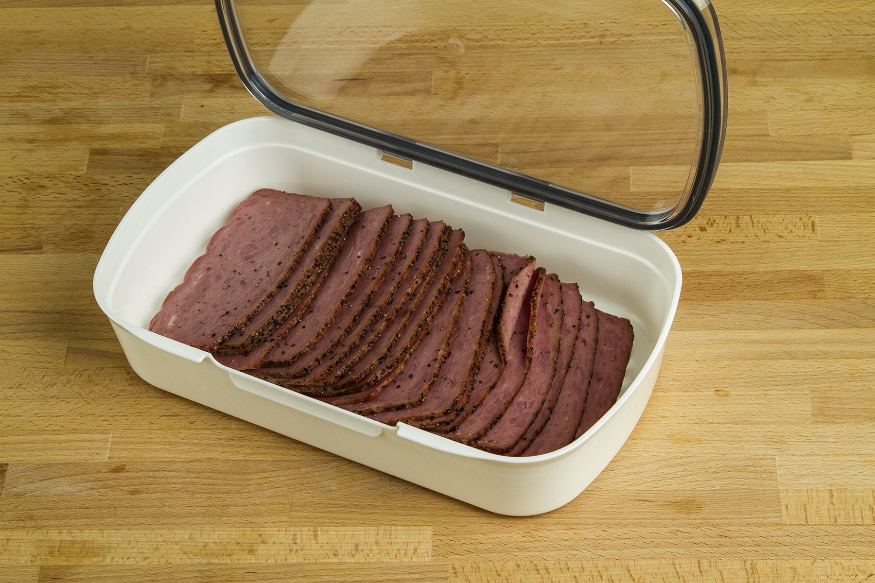 Clear lids are dry-erase compatible for quick labeling and organization