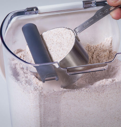 ProKeeper Flour Storage Container compact dimensions fit standard pantry shelves.