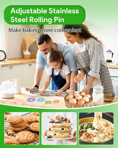 PROKITCHEN non-stick stainless steel rolling pin surface.