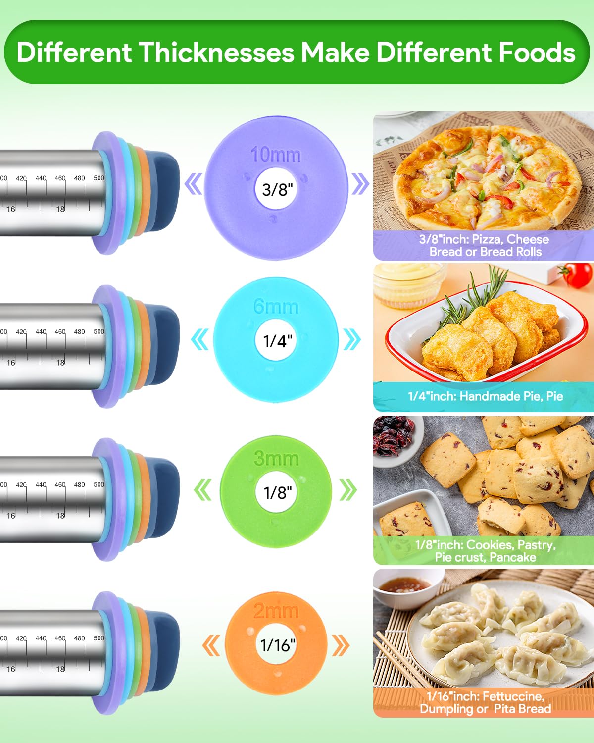 PROKITCHEN thickness ring 1-4 inch ensures uniform sheets.