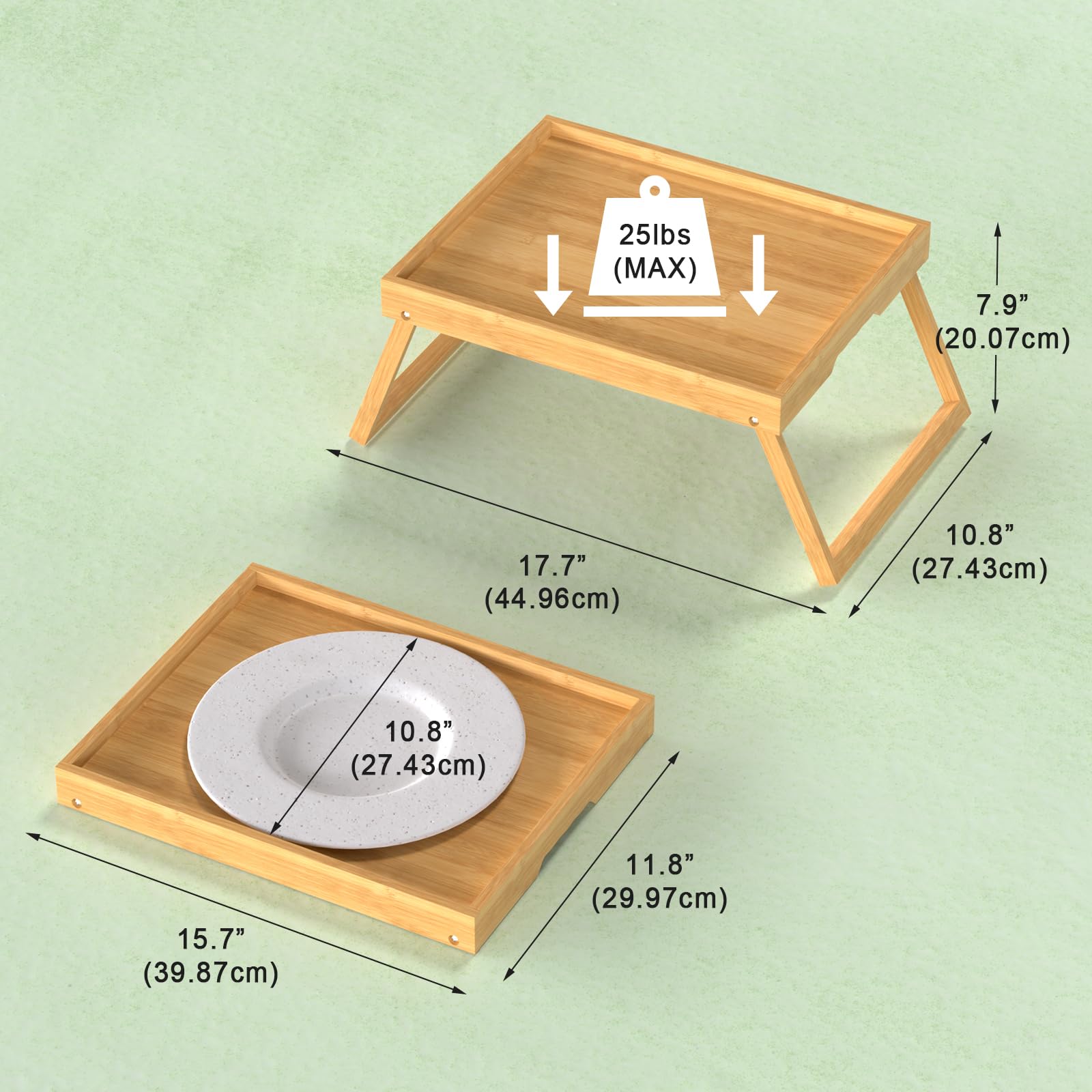 Promitop bamboo tray folds flat for compact storage