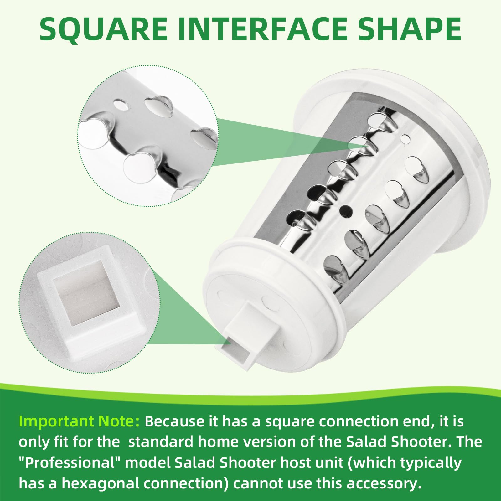 Square connector ensures proper operation with a secure fit.