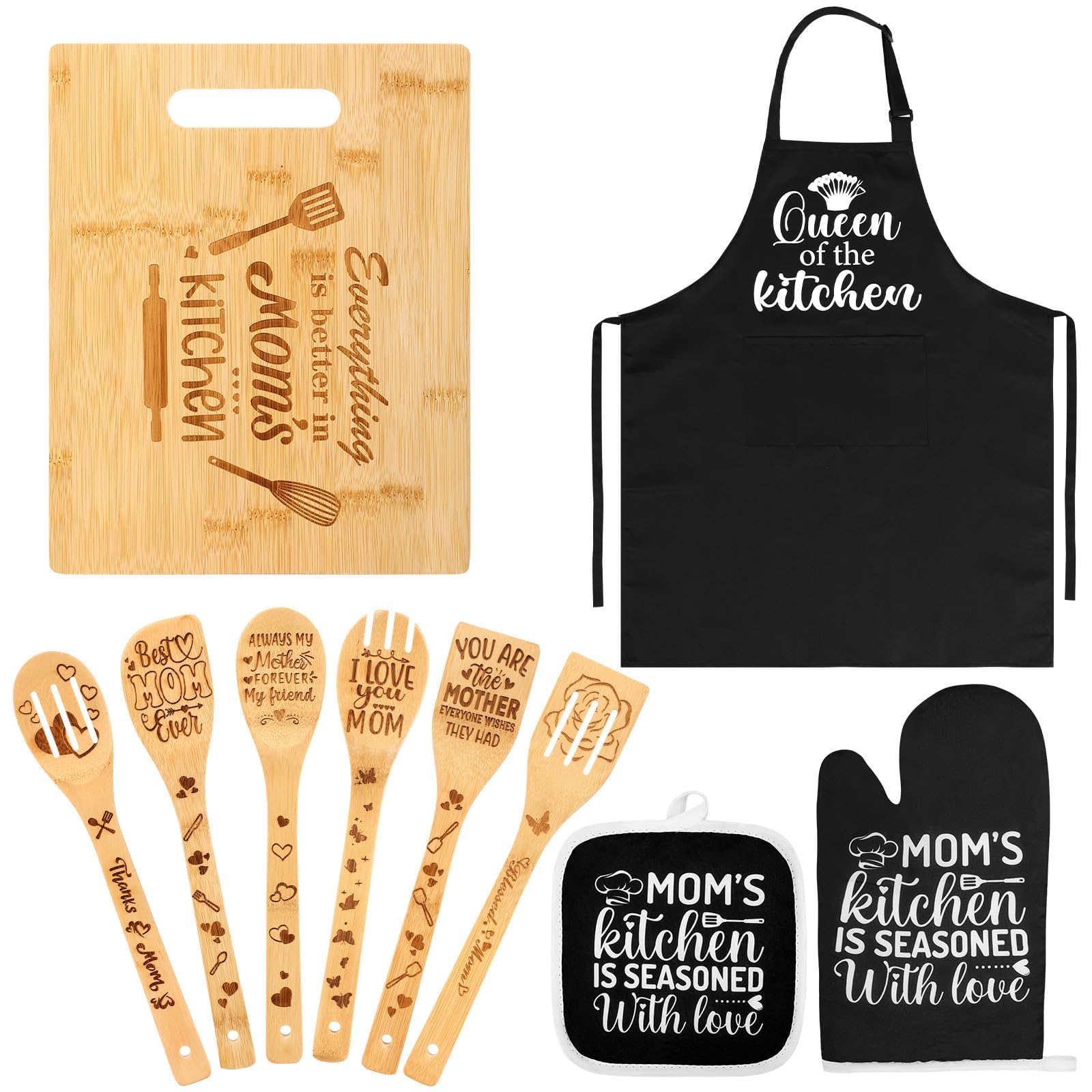 ProSuites cutting board with mom’s kitchen print, ideal for prep and display