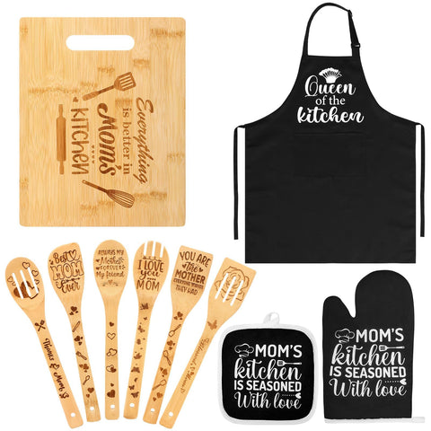 ProSuites cutting board with mom’s kitchen print, ideal for prep and display
