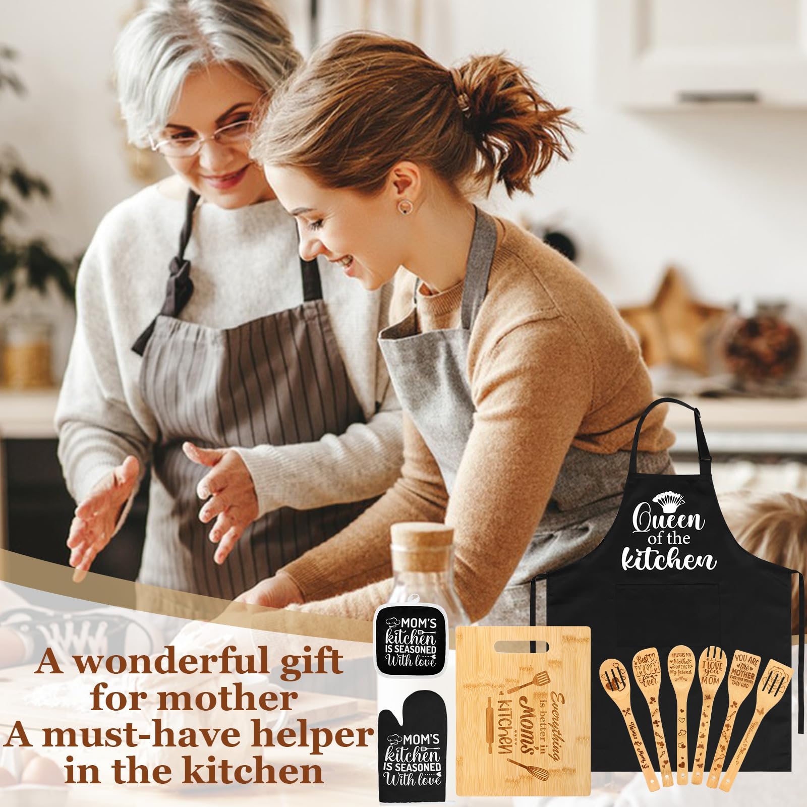 Engraved wooden spoons from ProSuites celebrating mom and family