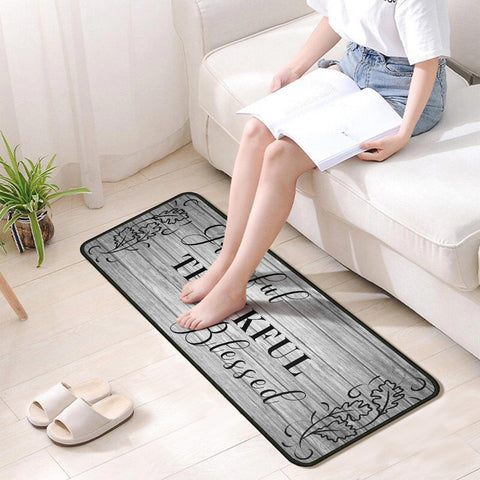 Protikol Grateful Thankful Blessed kitchen rug easy-care, machine washable for simple cleanup