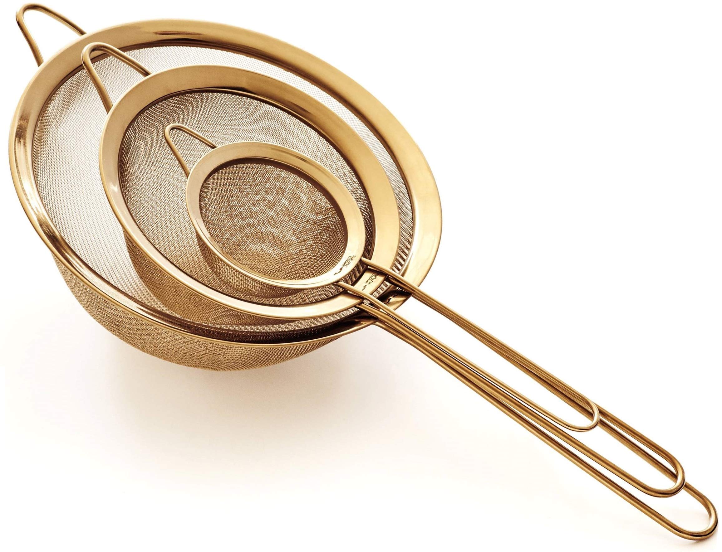 Proto Future strainer set 3.3-inch gold finish with fine mesh for precise draining