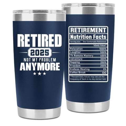 PRPinkRain Legend Has Retired navy tumbler front view for daily coffee on the go