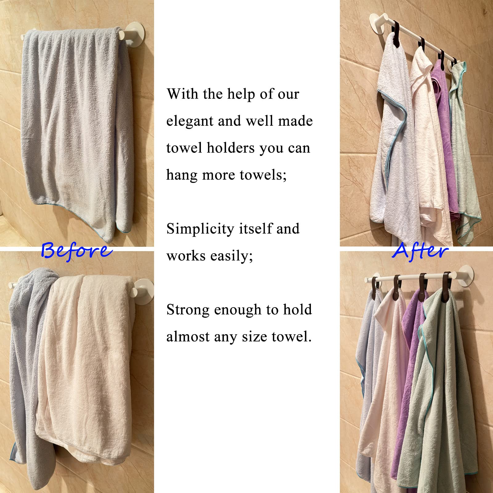 Prriudy towel clips holding towels in place while allowing easy removal.