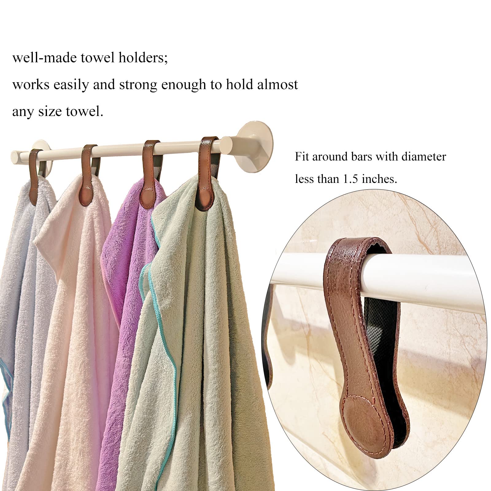 Prriudy leather towel clip demonstrating easy magnet snap for secure hold.