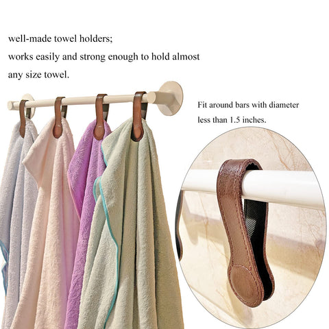 Prriudy leather towel clip demonstrating easy magnet snap for secure hold.
