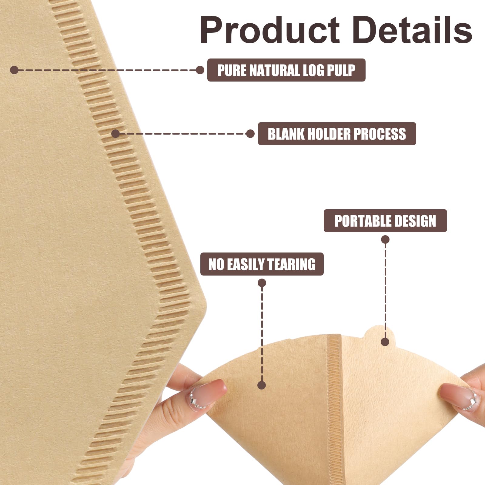 Prudiut 2-cone filter paper offers durable thickness for steady pouring.