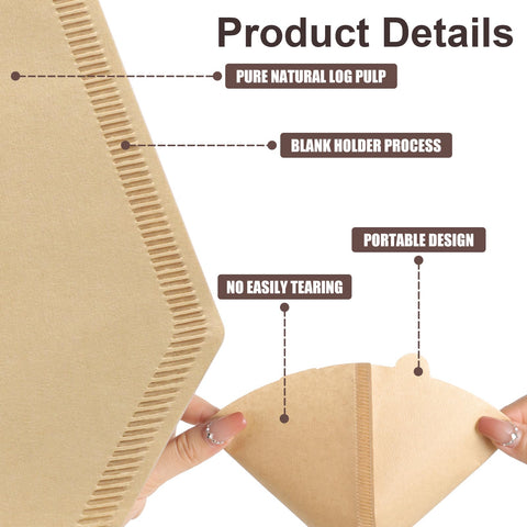 Prudiut 2-cone filter paper offers durable thickness for steady pouring.