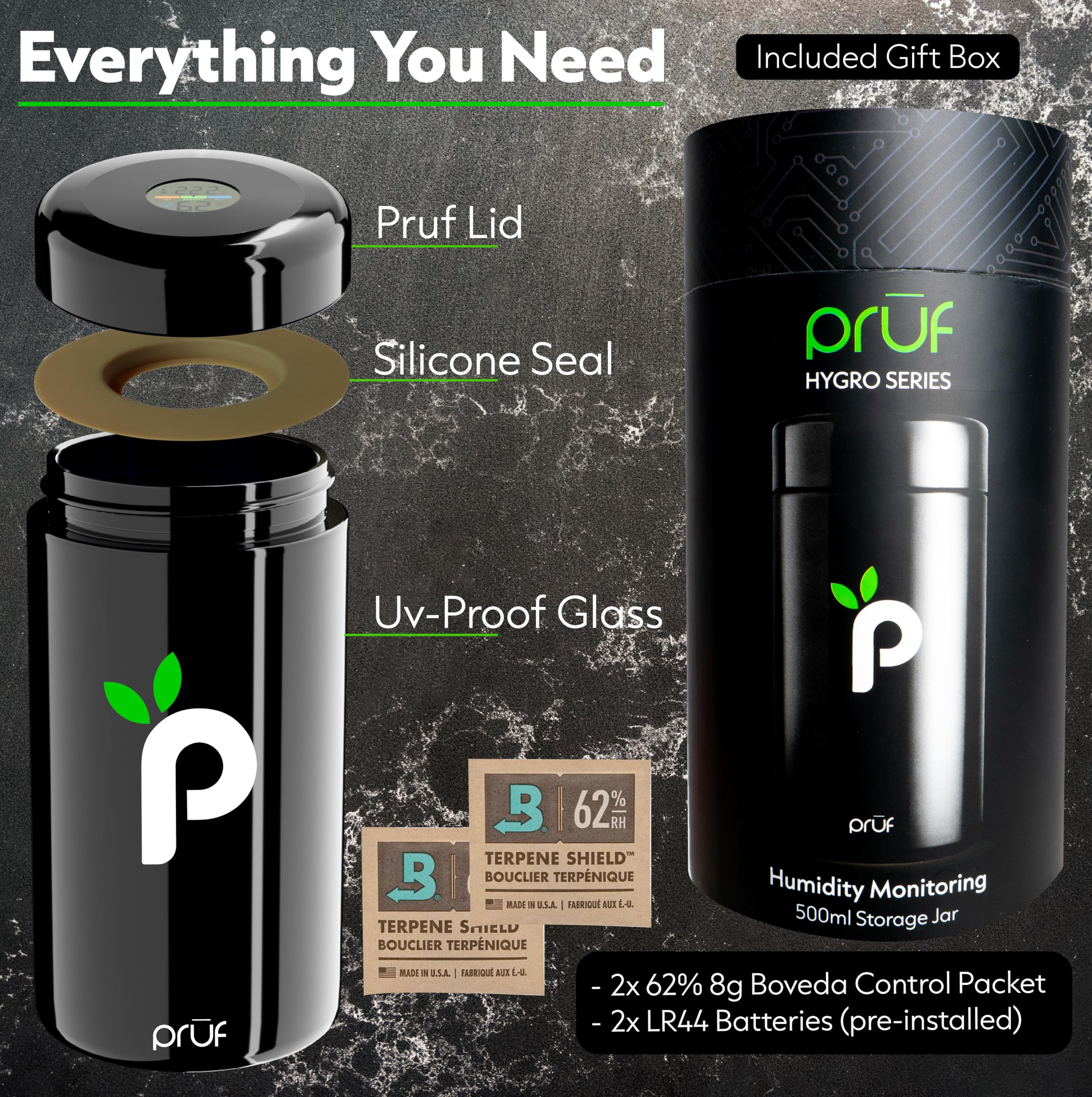 Prūf Jar silicone seal closeup demonstrates airtight protection against leaks.