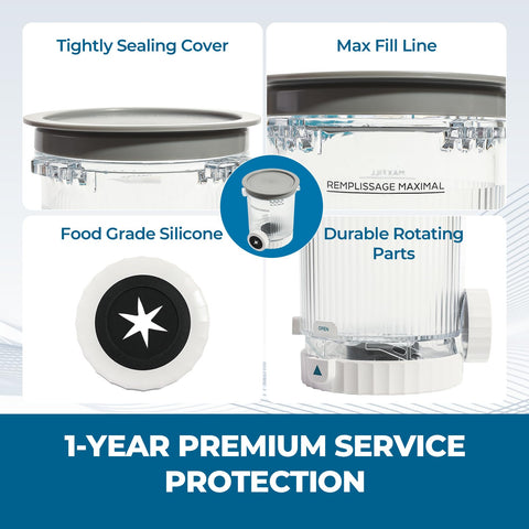 Psasrm BPA-free cups prevent leaks and preserve flavor.