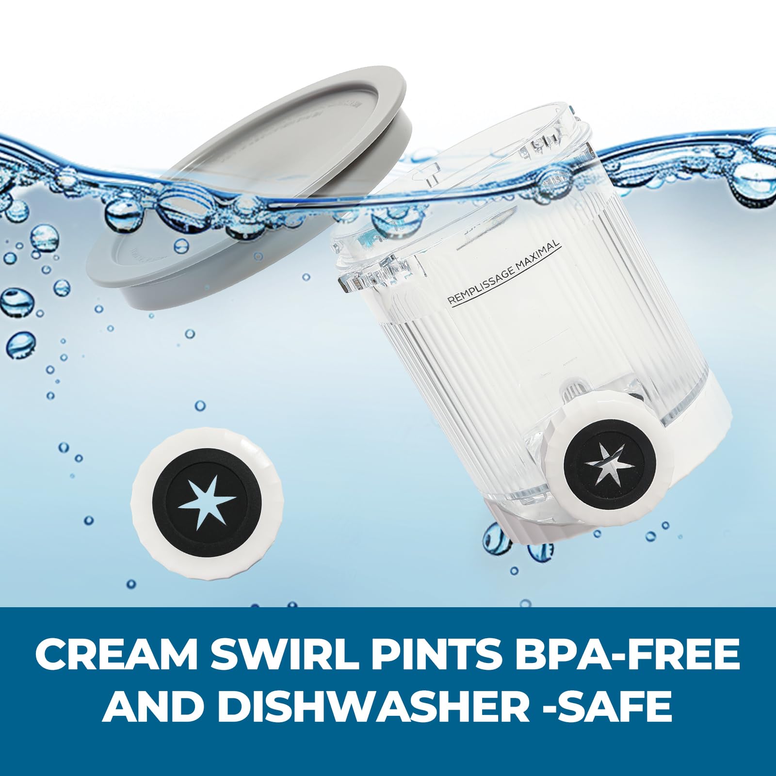 Dishwasher-safe pint containers simplify cleanup after dessert prep.