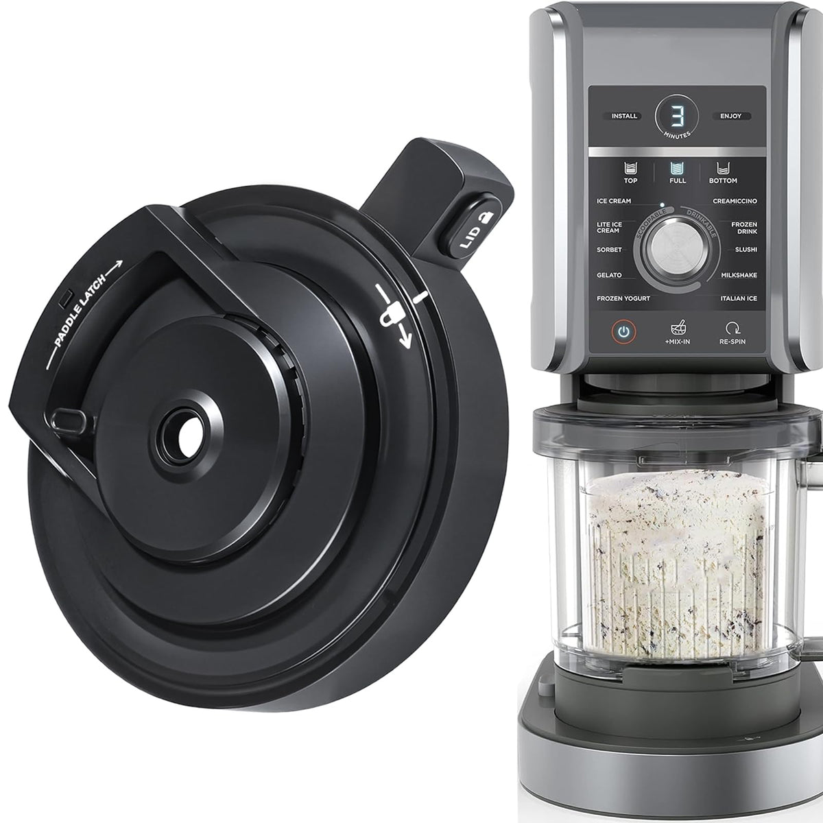 Psasrm NC 501 outer bowl lid, clear polycarbonate, dishwasher-safe.