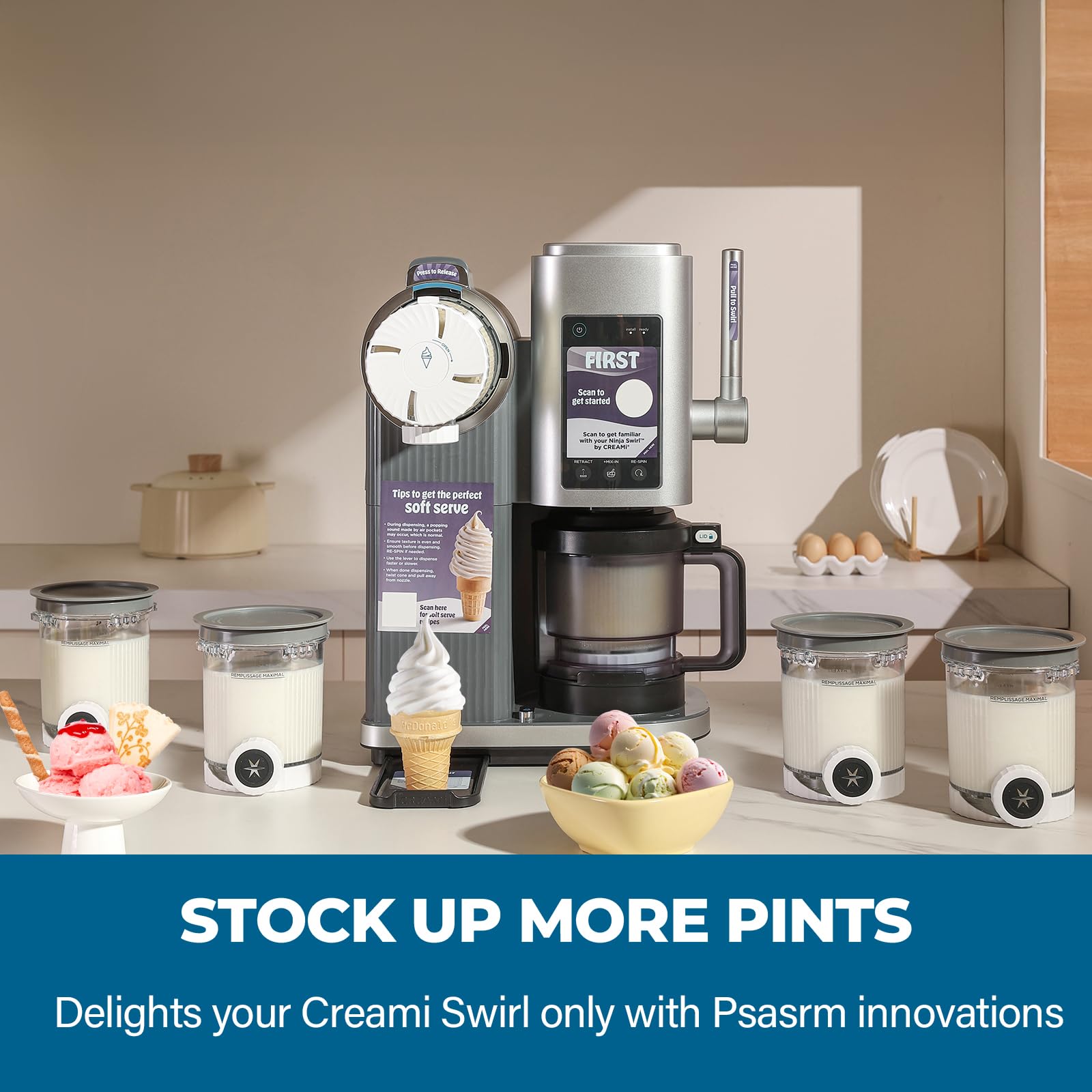 Psasrm Swirl pint lids ensure a tight seal against odors.