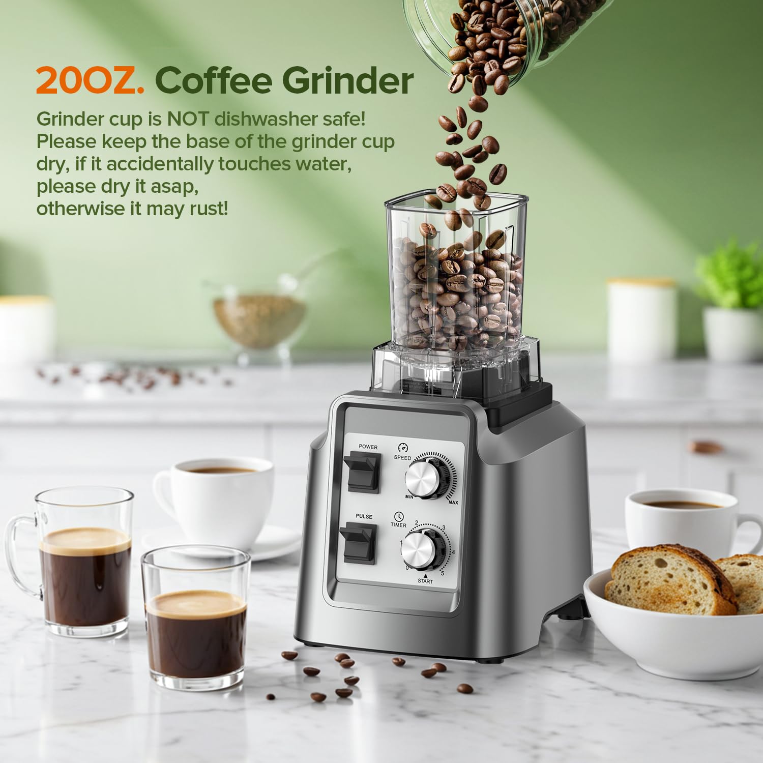 PSIIDAN blender adjustable speed and timer for precise control