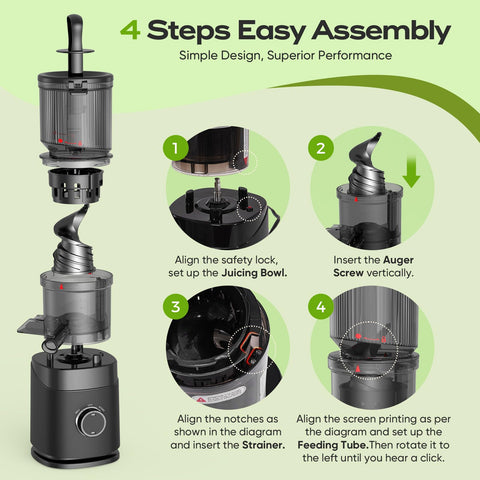 PSIIDAN juicer cleaning highlights dishwasher-safe parts for quick cleanup