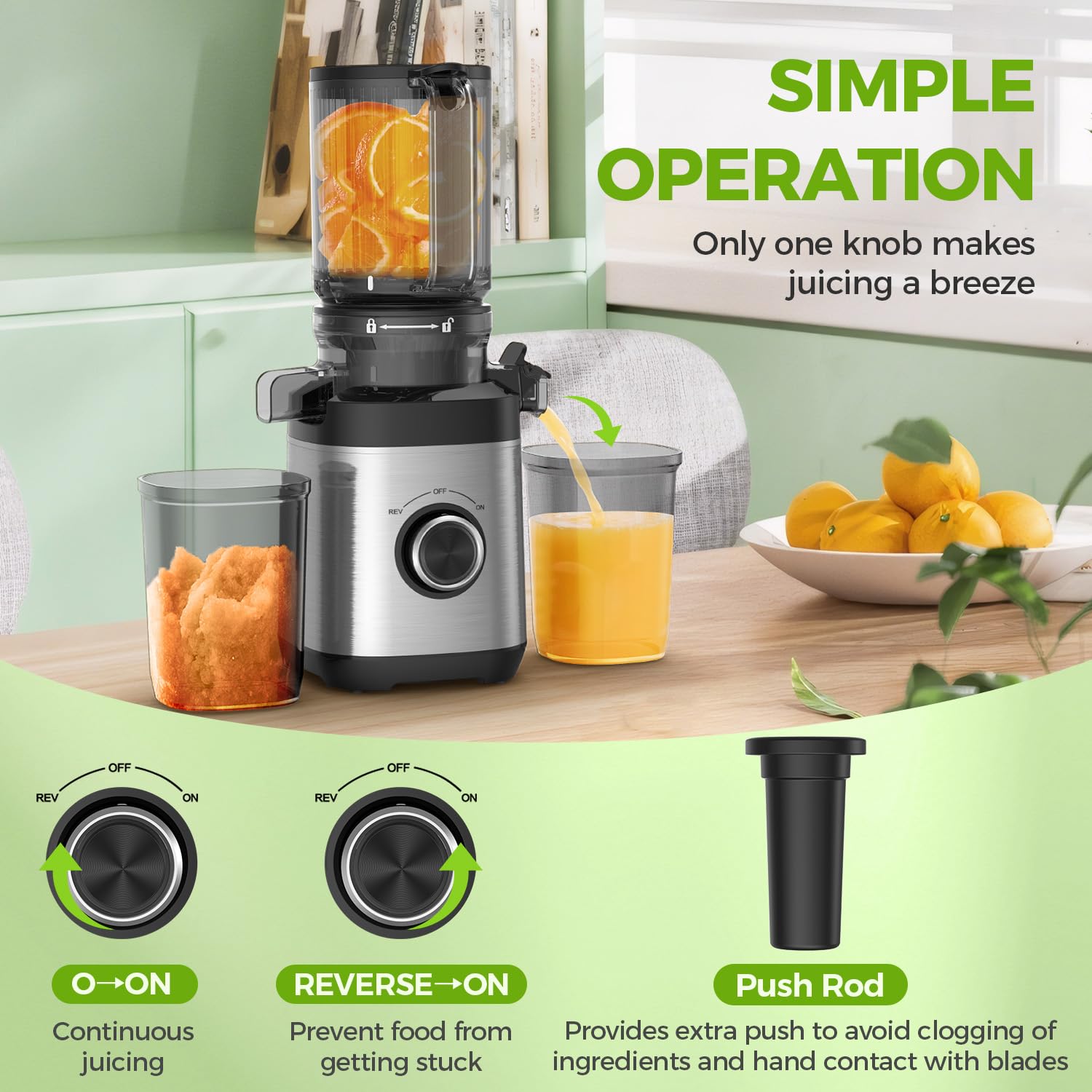 PSIIDAN dishwasher-safe parts simplify post-juicing cleanup.