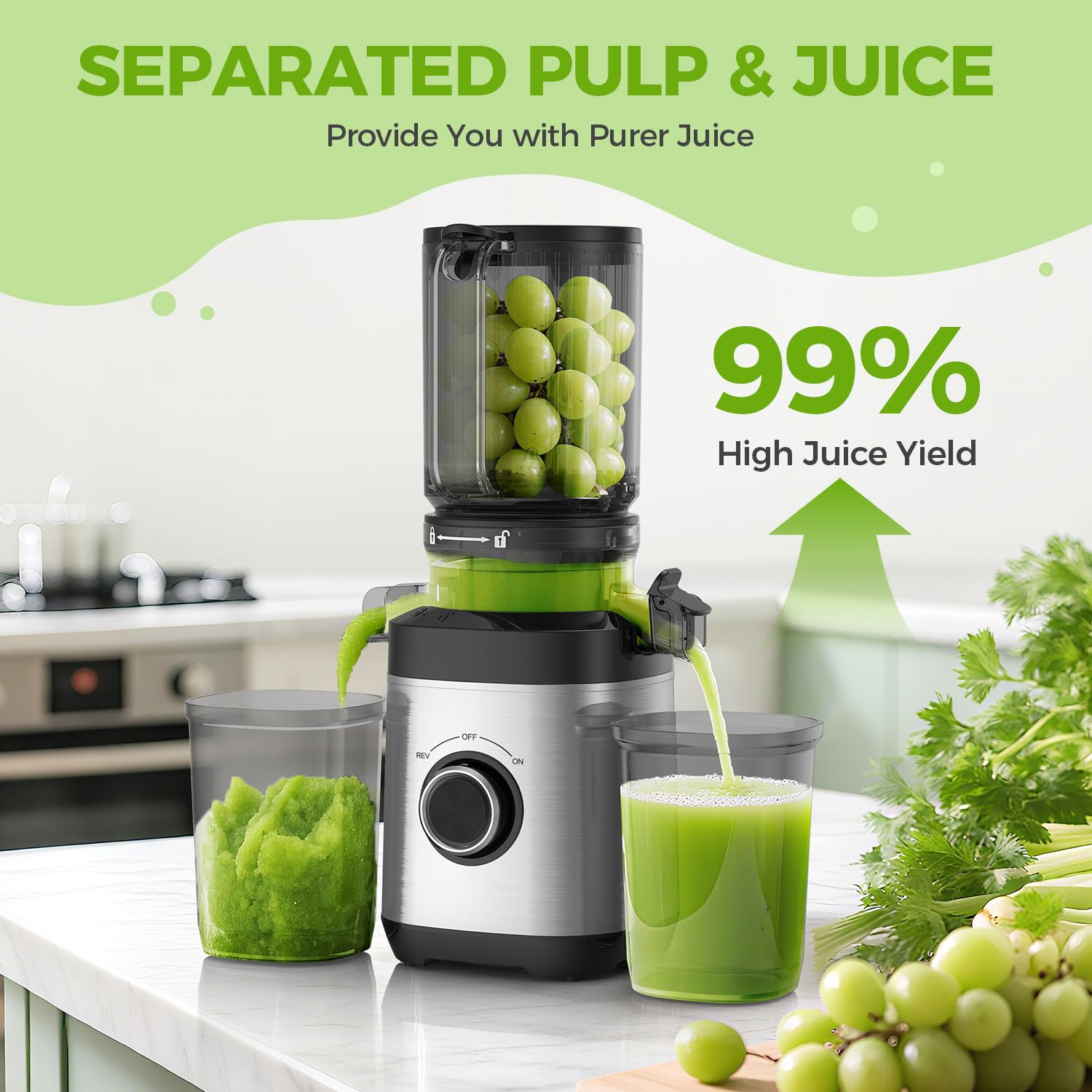 PSIIDAN Juicer 12L juice container keeps freshly pressed juice ready.