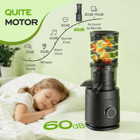 PSIIDAN juicer quiet operation emphasizes low-noise use any time of day.
