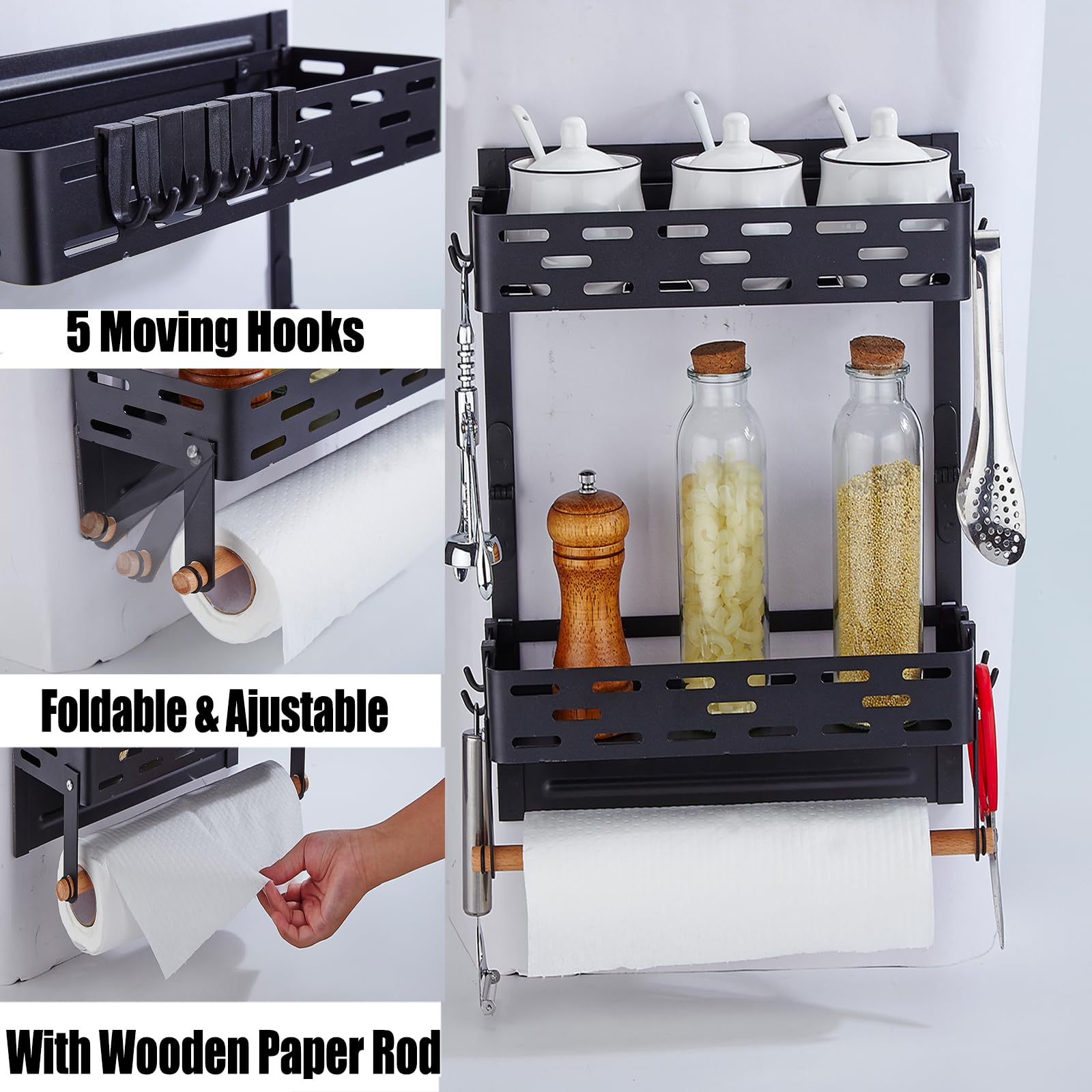PTAEXCEL eight removable hooks for versatile kitchen storage.