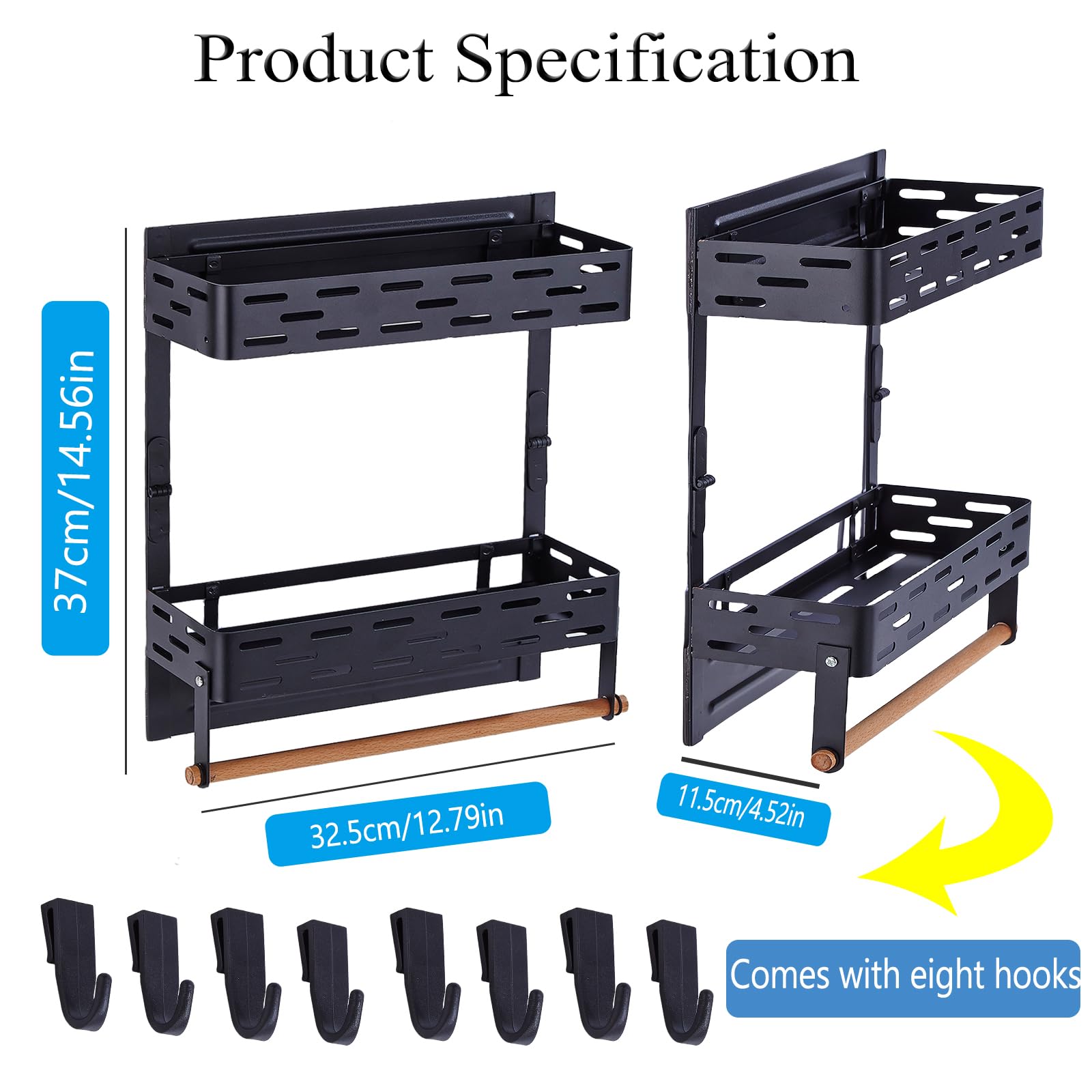 PTAEXCEL spice rack with paper towel holder adds convenient reach.