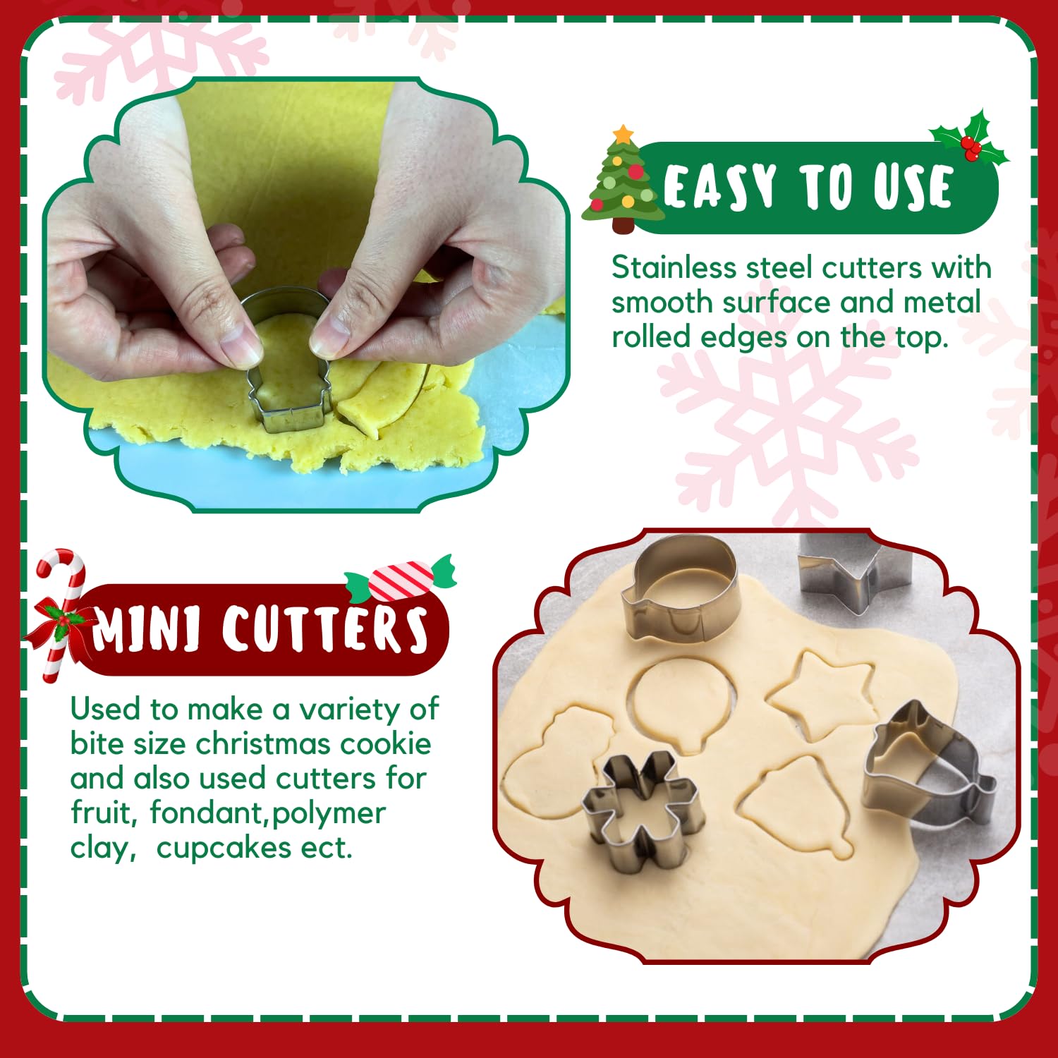 PTaizjjz mini Christmas cookie cutters snowflake for intricate holiday decorations