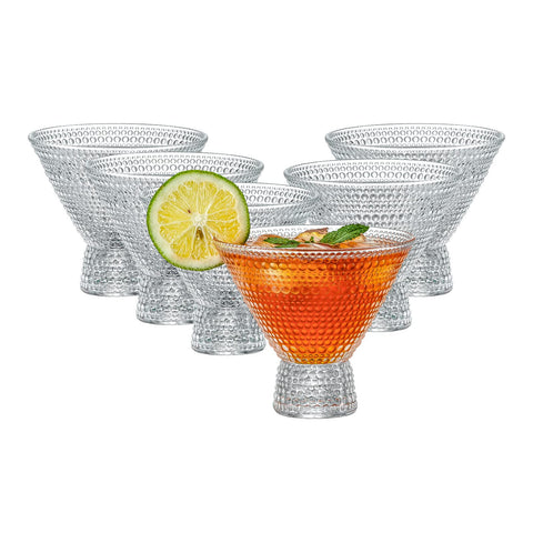PTSTING martini glasses with embossed vintage design for elegant entertaining