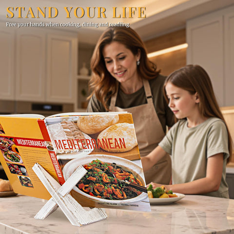 PUERSI cookbook stand angled for comfortable reading while cooking.
