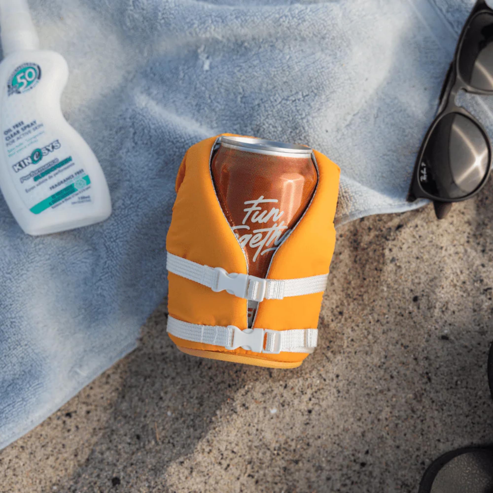 Puffin can cooler with 12oz bottles and cans apricot