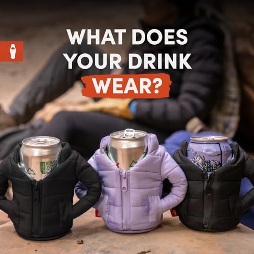 Puffin image-ready design shows cold drinks in social settings.