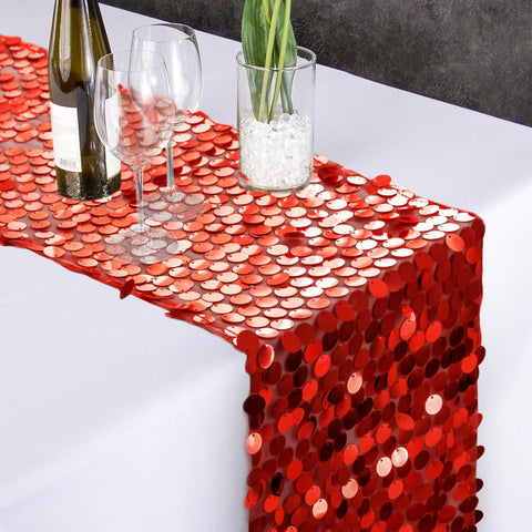 Pufogu brilliant gala sequin table runner red elevates tables.