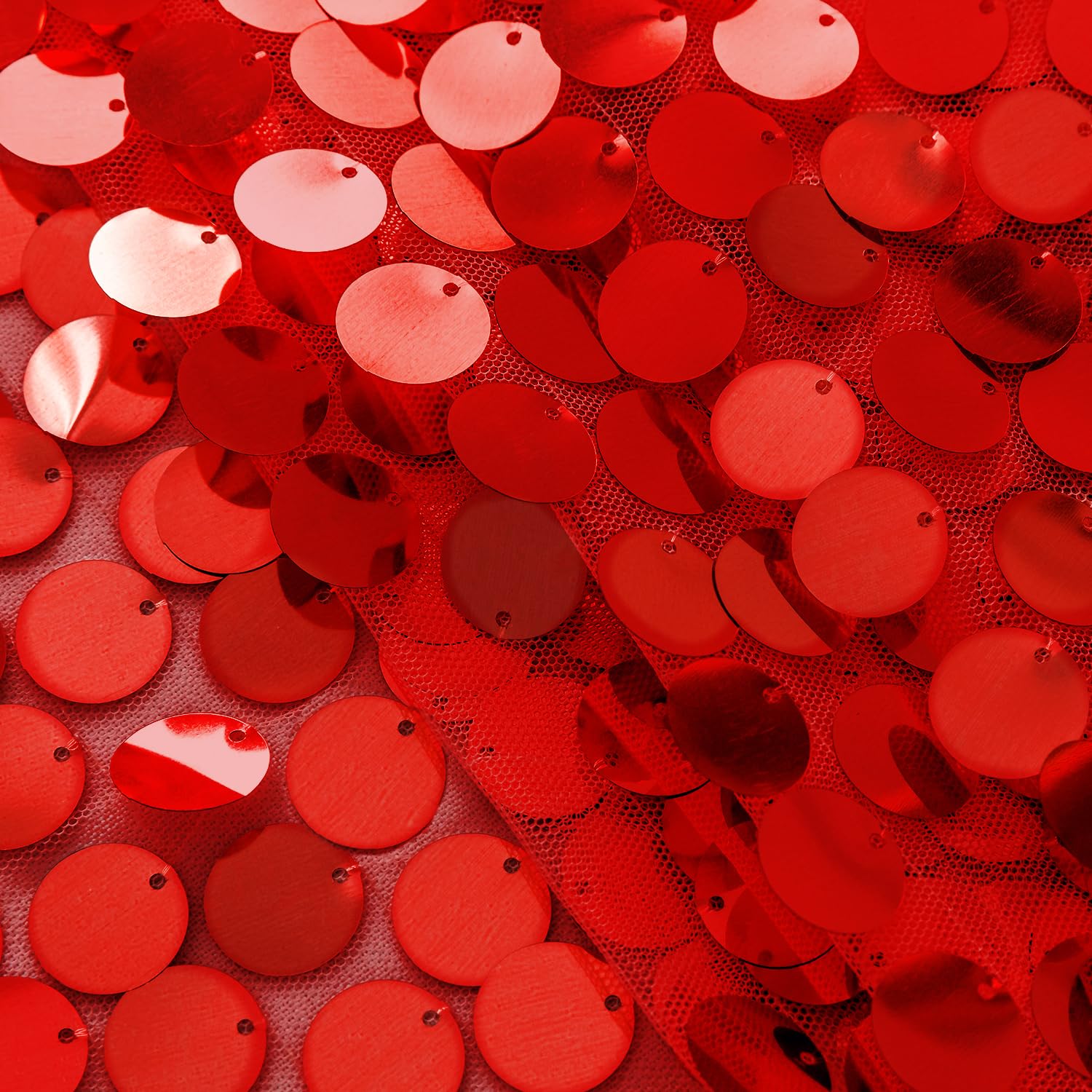 Pufogu red sequin draped table runner adds festive charm.
