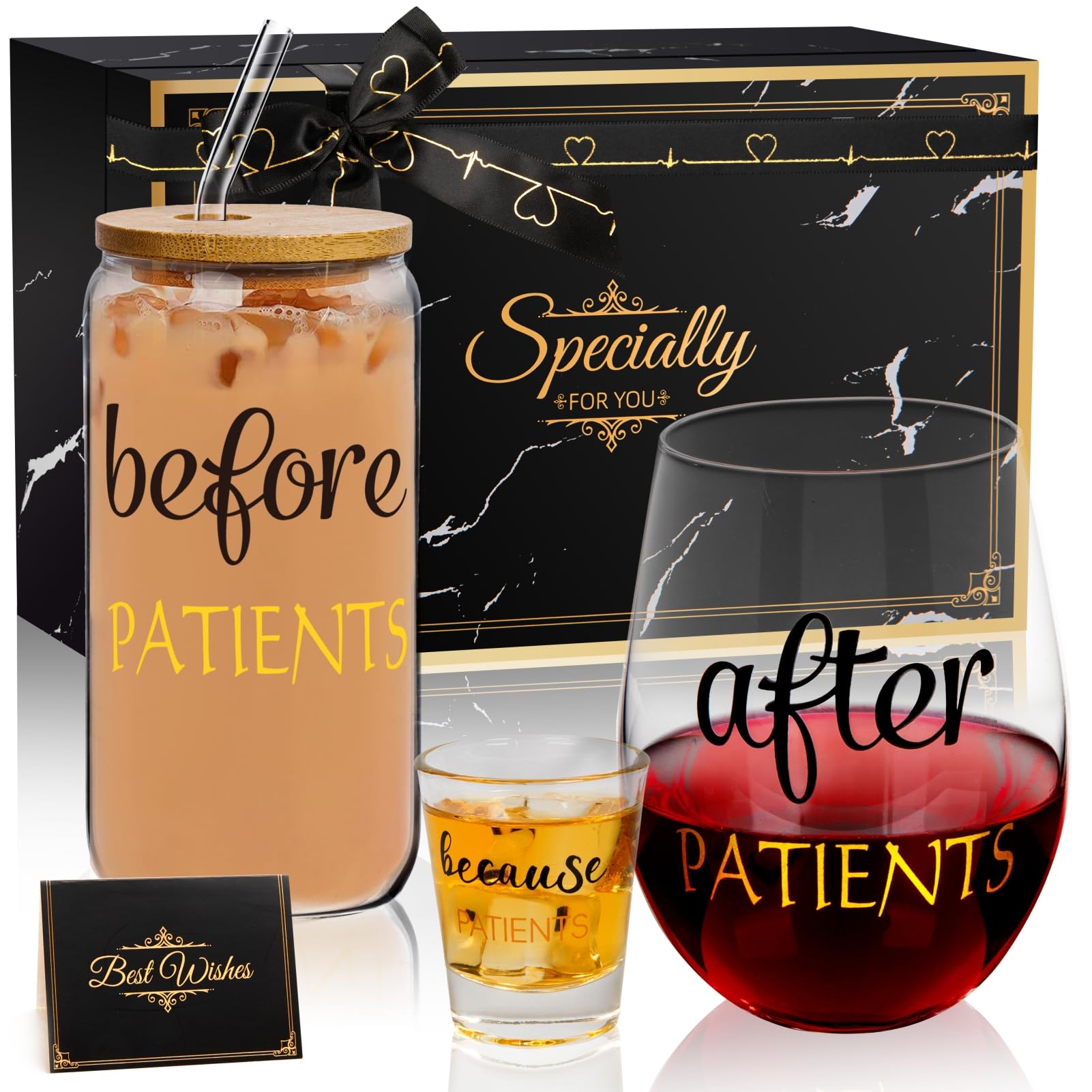 PUGED Before After Because Patients gift box displaying the full medical-themed set for easy gifting